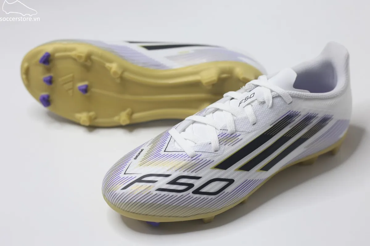 Adidas F50 League FG/MG Jr- Road To Glory trắng đồng JH7745